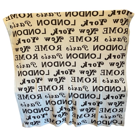 BARNES & NOBLE Chocolate & Cream International City Retro Font Cotton Blanket - Picture 5 of 11